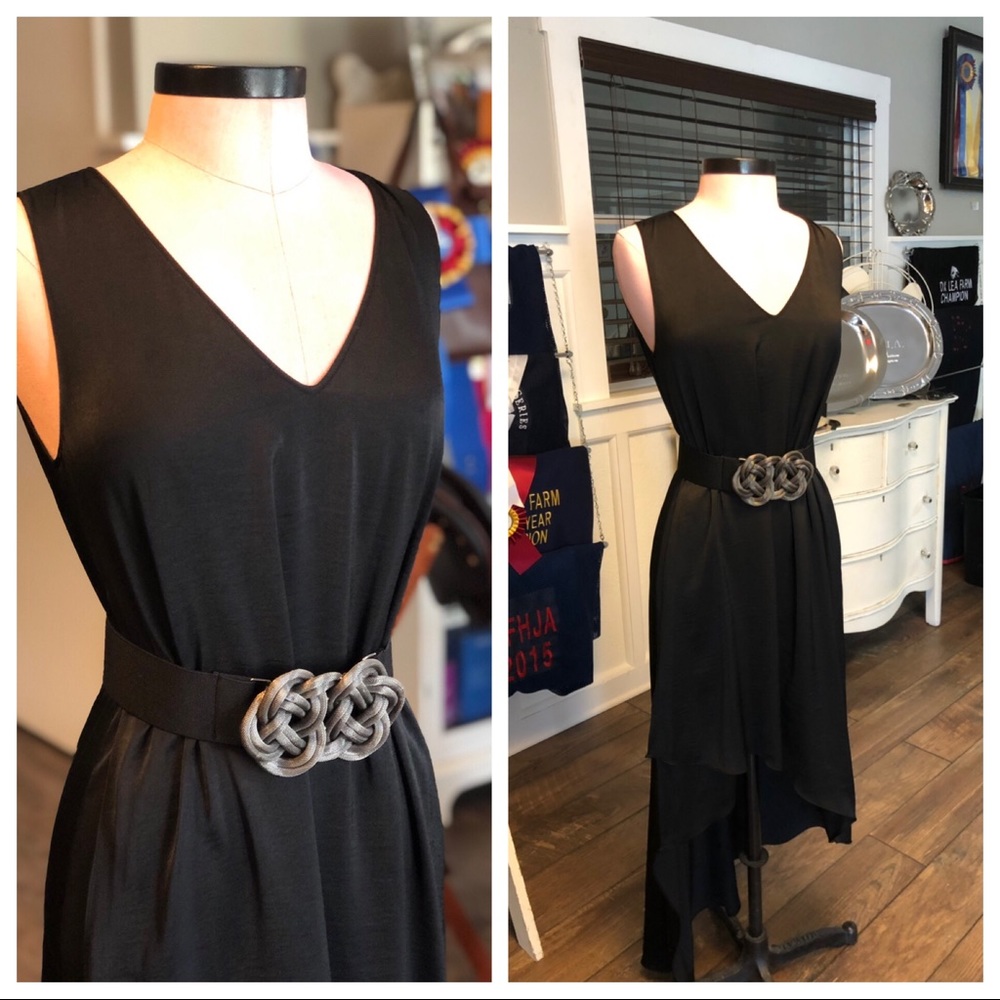 BCBG Black Silk High Low Dress - XS
